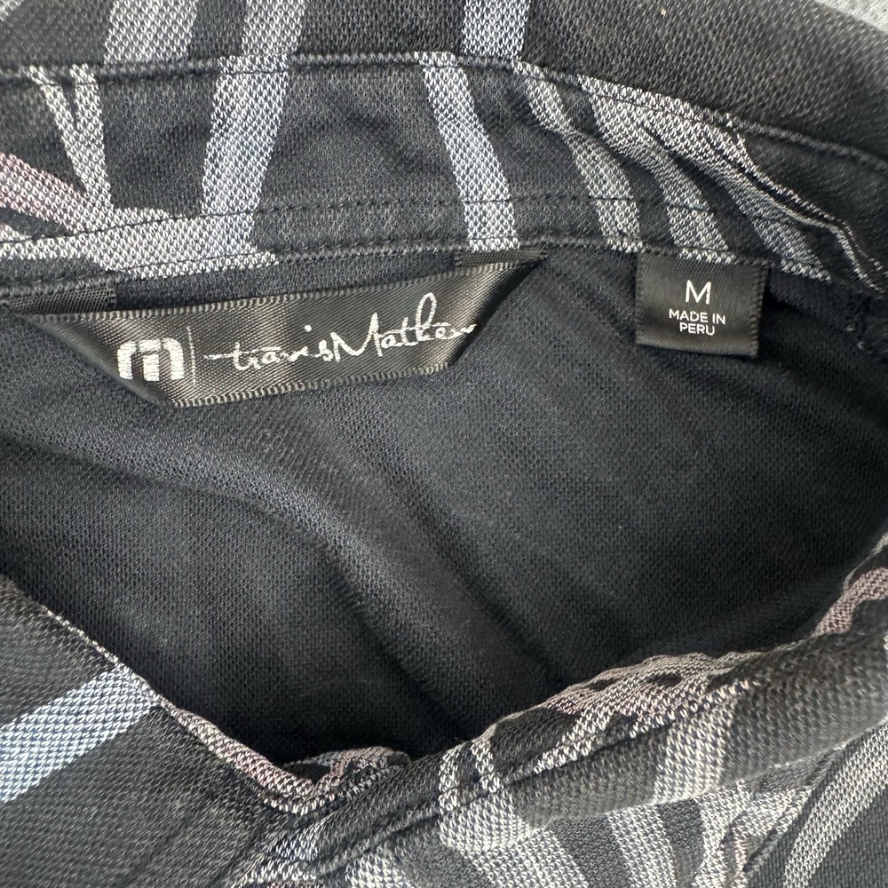 Travis Mathew Polo Shirt Mens Medium Black Palm Print Golf Casual - Picture 3 of 8